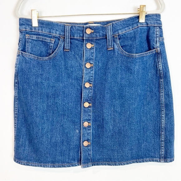 MADEWELL BUTTON FRONT DENIM JEAN SKIRT WOMENS SZ 31 - Picture 2 of 6